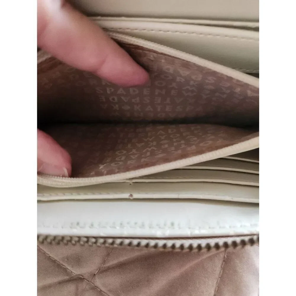 Kate Spade Cream and Pink Wallet with Bold Stripe, canvas